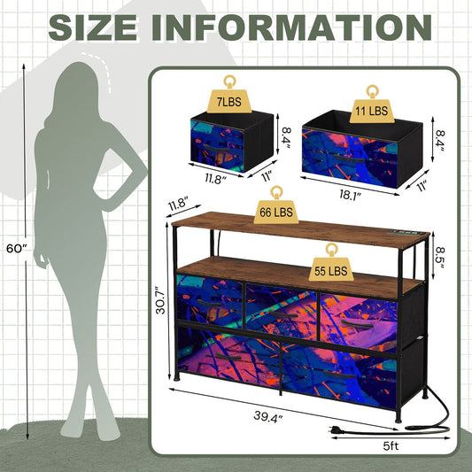 Gavin Scott TV Stand w/5 Drawer Dresser & Charging Station