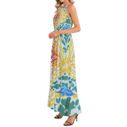 Gavin Scott Ruffle Hem Halter Neck Maxi Dress (Femme XS-3XL)