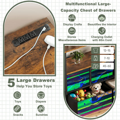 Gavin Scott TV Stand w/5 Drawer Dresser & Charging Station