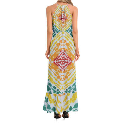 Gavin Scott Ruffle Hem Halter Neck Maxi Dress (Femme XS-3XL)