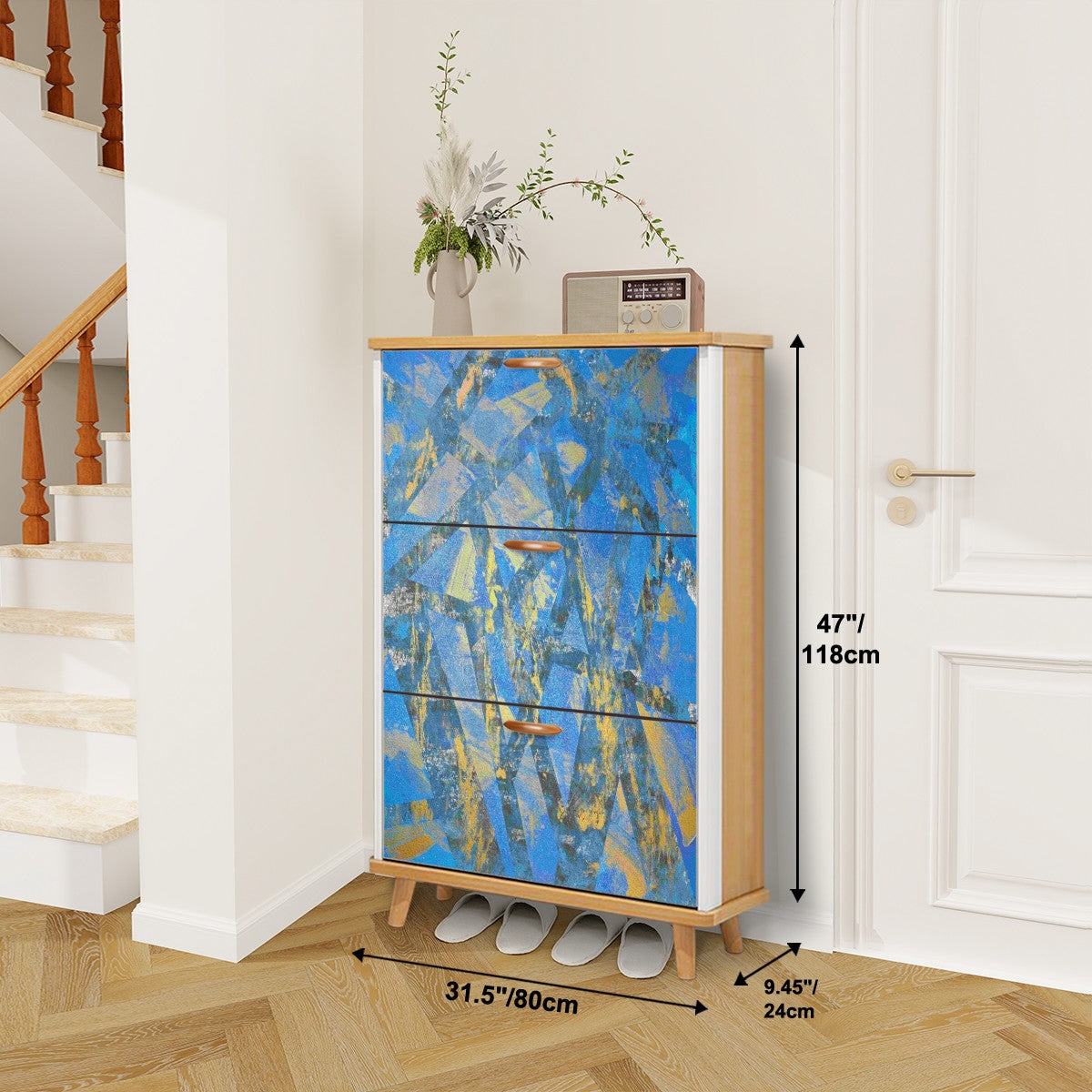 Gavin Scott Wood & Leather Shoe Cabinet