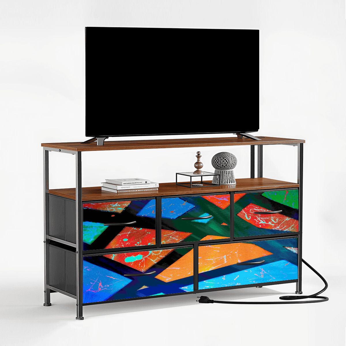 Gavin Scott TV Stand w/5 Drawer Dresser & Charging Station