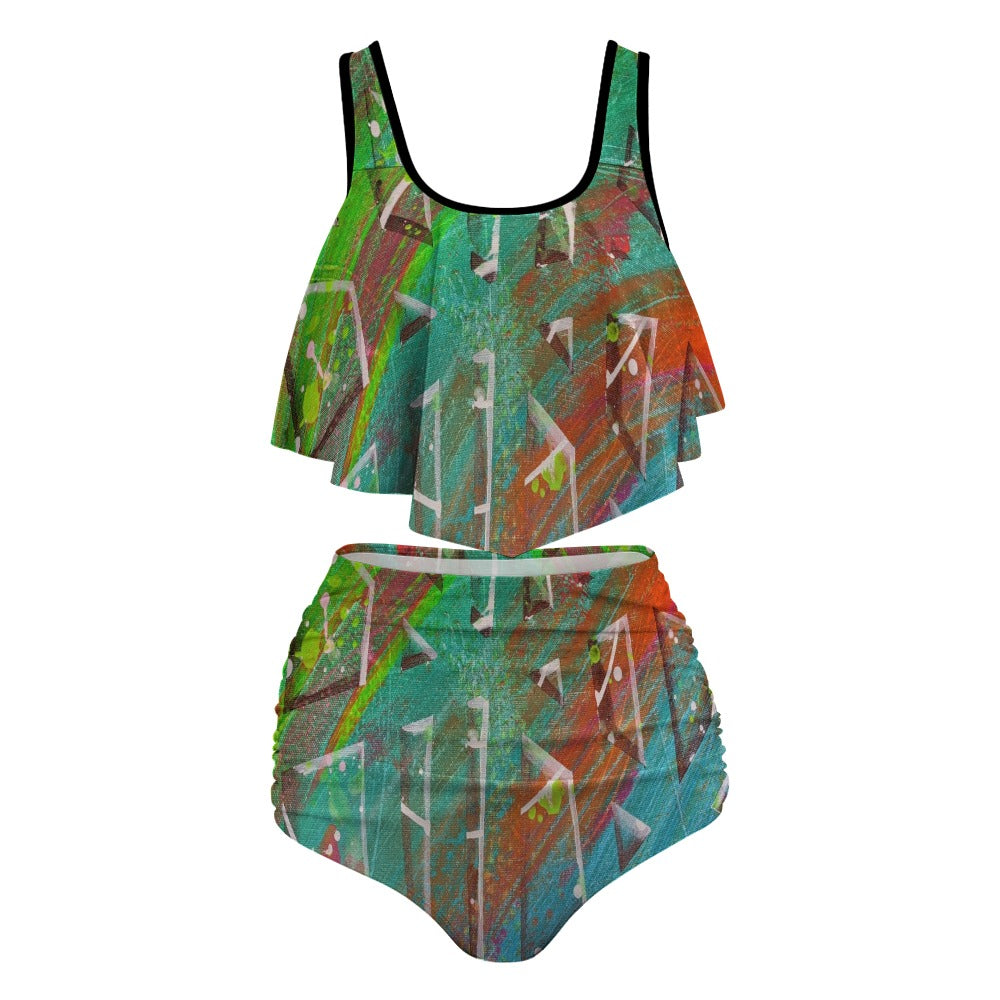 Gavin Scott Ruffled Two Piece Swimsuit (Femme XL-4XL)