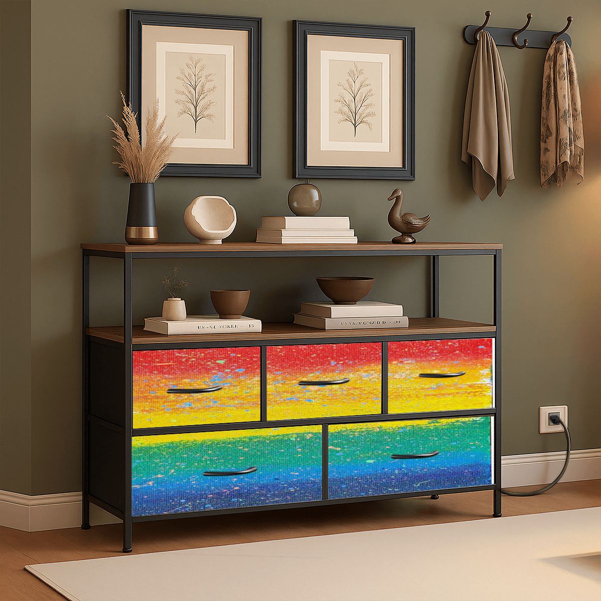 Gavin Scott TV Stand w/5 Drawer Dresser & Charging Station