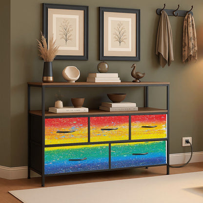 Gavin Scott TV Stand w/5 Drawer Dresser & Charging Station