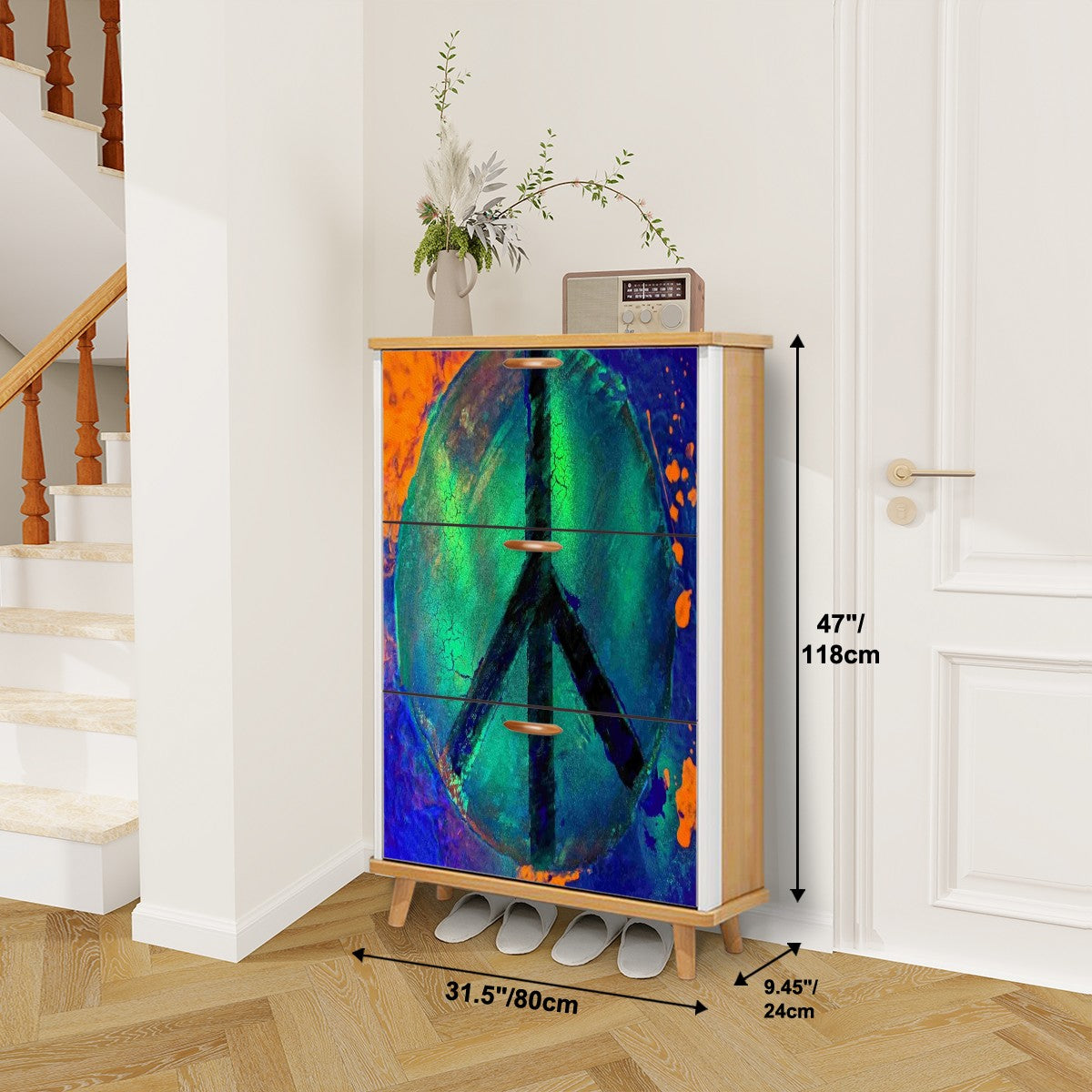 Gavin Scott Wood & Leather Shoe Cabinet