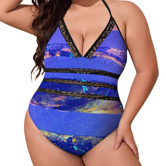 Gavin Scott Lace Halter One-Piece Swimsuit (Femme XL-4XL)