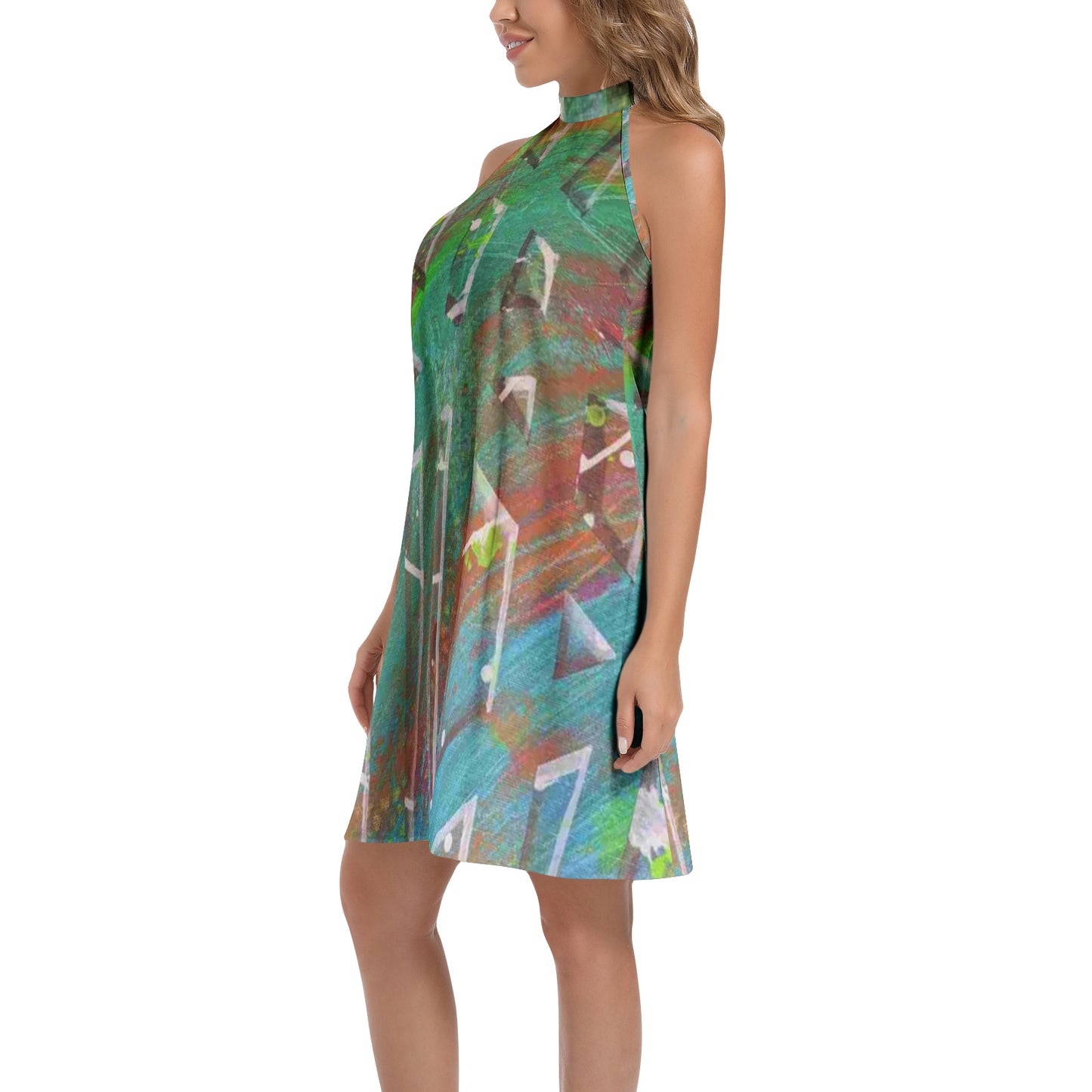 Gavin Scott Tie Back Halter Neck Flared Dress (Femme XS-3XL)