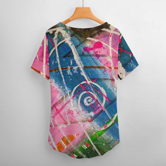 Gavin Scott Ice Silk V-Neck Short-sleeve Shirt (Femme S-5XL)