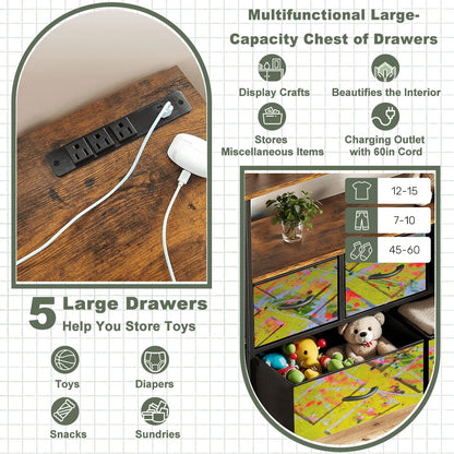 Gavin Scott TV Stand w/5 Drawer Dresser & Charging Station