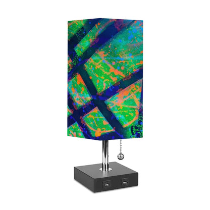 Gavin Scott Square Table Lamp with two USB Ports
