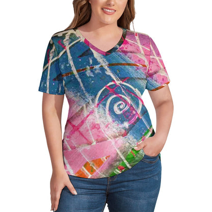 Gavin Scott Ice Silk V-Neck Short-sleeve Shirt (Femme S-5XL)
