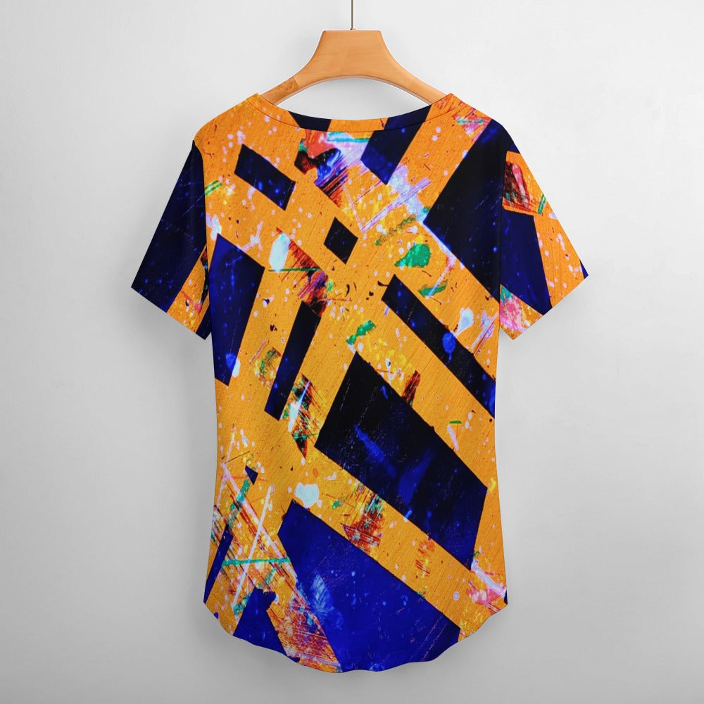Gavin Scott Ice Silk V-Neck Short-sleeve Shirt (Femme S-5XL)