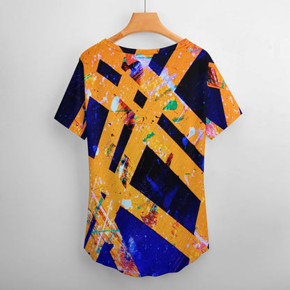 Gavin Scott Ice Silk V-Neck Short-sleeve Shirt (Femme S-5XL)