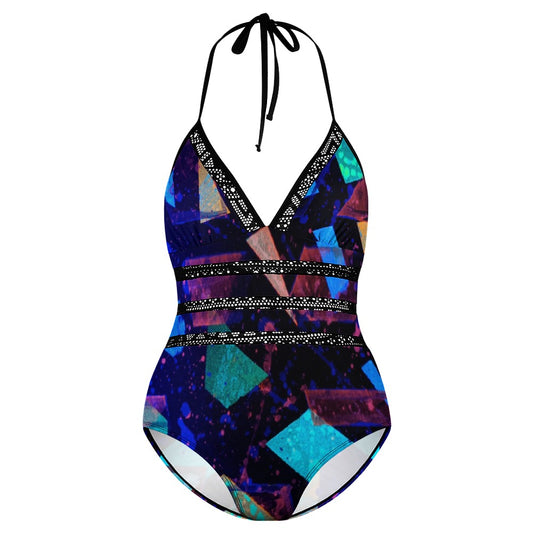 Gavin Scott Lace Halter One-Piece Swimsuit (Femme XL-4XL)