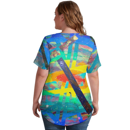 Gavin Scott Ice Silk V-Neck Short-sleeve Shirt (Femme S-5XL)