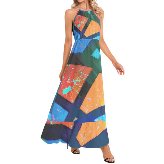 Gavin Scott Ruffle Hem Halter Neck Maxi Dress (Femme XS-3XL)
