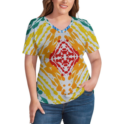 Gavin Scott Ice Silk V-Neck Short-sleeve Shirt (Femme S-5XL)