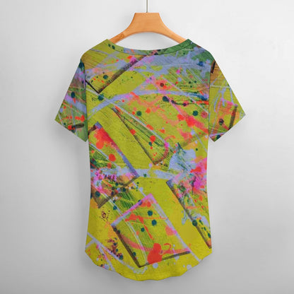 Gavin Scott Ice Silk V-Neck Short-sleeve Shirt (Femme S-5XL)