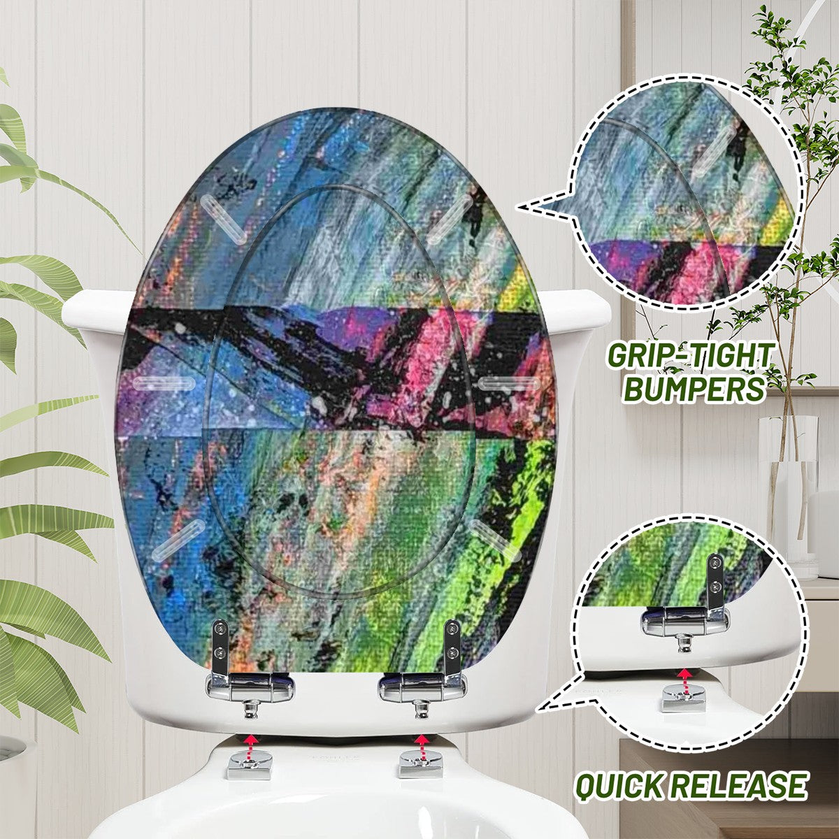 Gavin Scott Elongated Toilet Seat w/Matching Soft-close Lid (V-Shape)