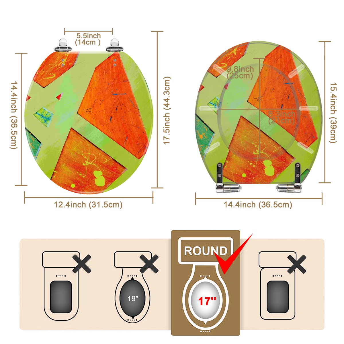Gavin Scott Round Toilet Seat w/Matching Soft-close Lid (O-Shape)