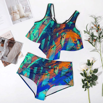 Gavin Scott Ruffled Two Piece Swimsuit (Femme XL-4XL)