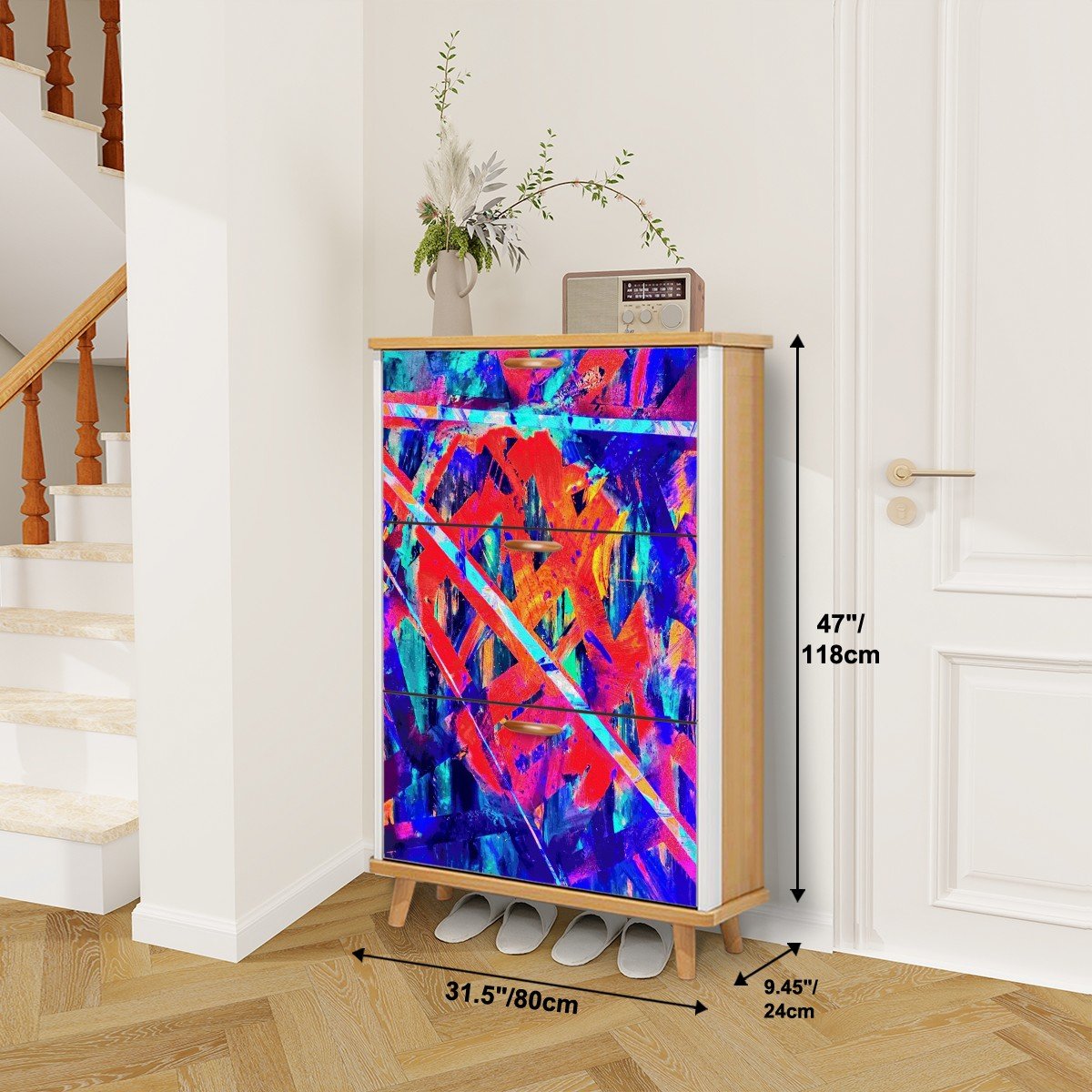 Gavin Scott Wood & Leather Shoe Cabinet