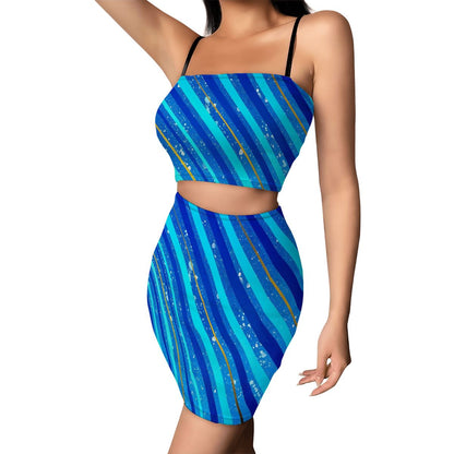 Gavin Scott Crop Tank Top & Mini Skirt Set (Femme S-4XL)