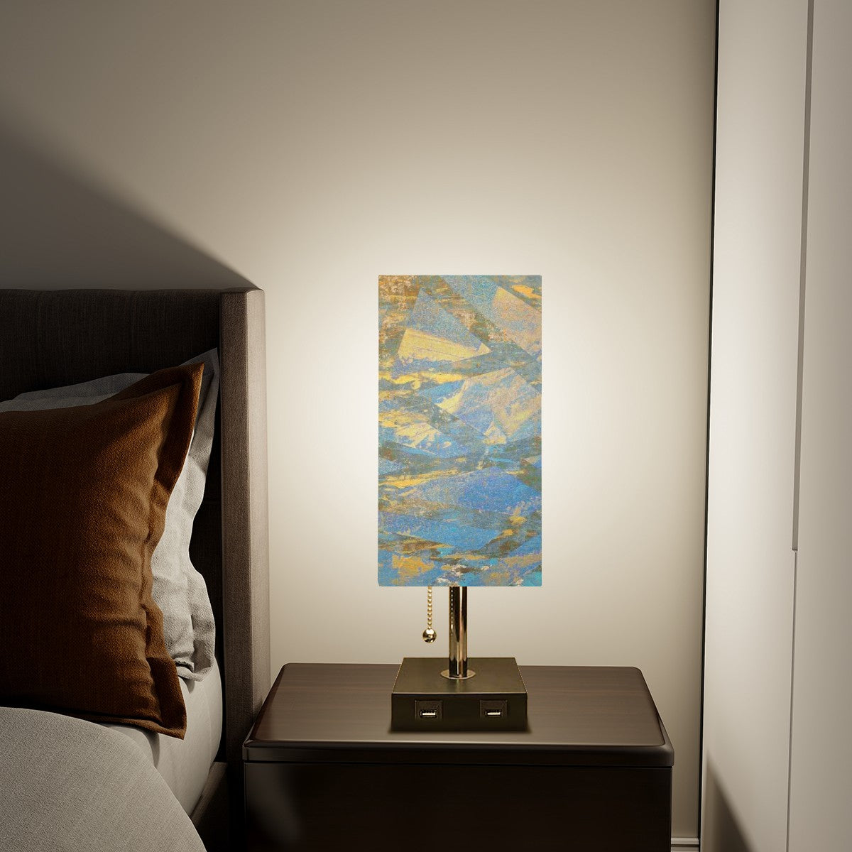 Gavin Scott Square Table Lamp with two USB Ports