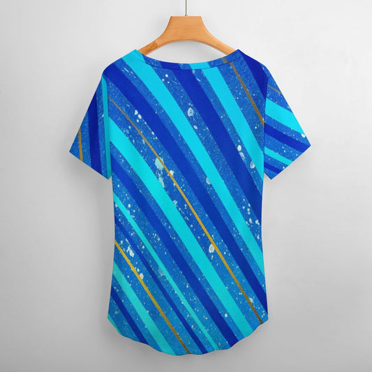 Gavin Scott Ice Silk V-Neck Short-sleeve Shirt (Femme S-5XL)