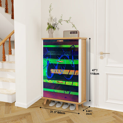 Gavin Scott Wood & Leather Shoe Cabinet