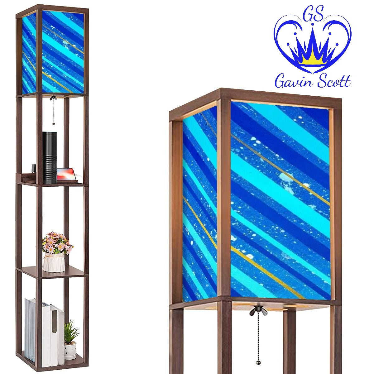 Gavin Scott Floor Lamp with Shelves (2 Colors)