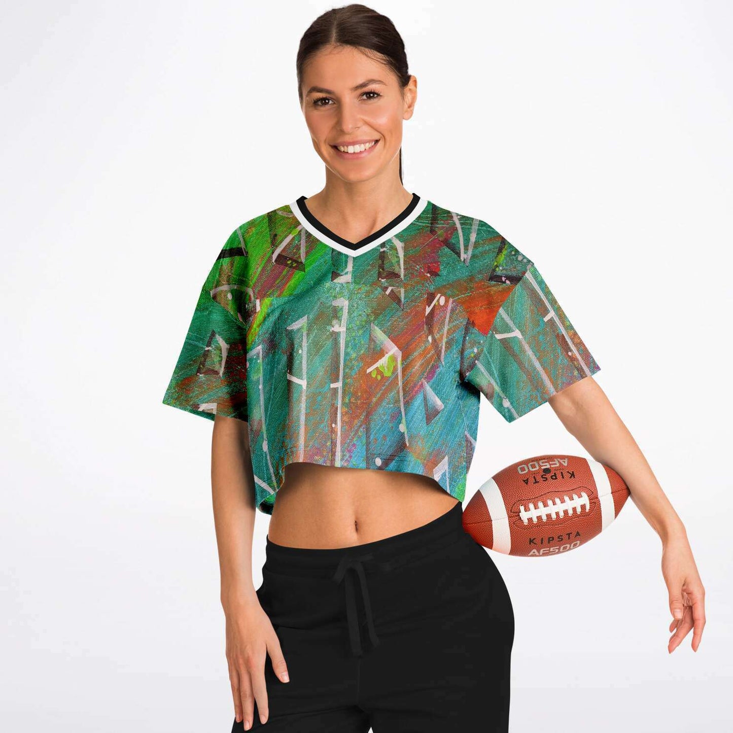 Gavin Scott Cropped Football Jersey w/White Collar (Femme XS-XL)