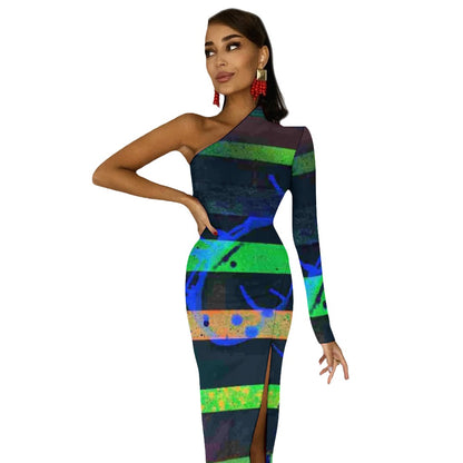 Gavin Scott Half Sleeve Slit Dress (Femme XS-L)