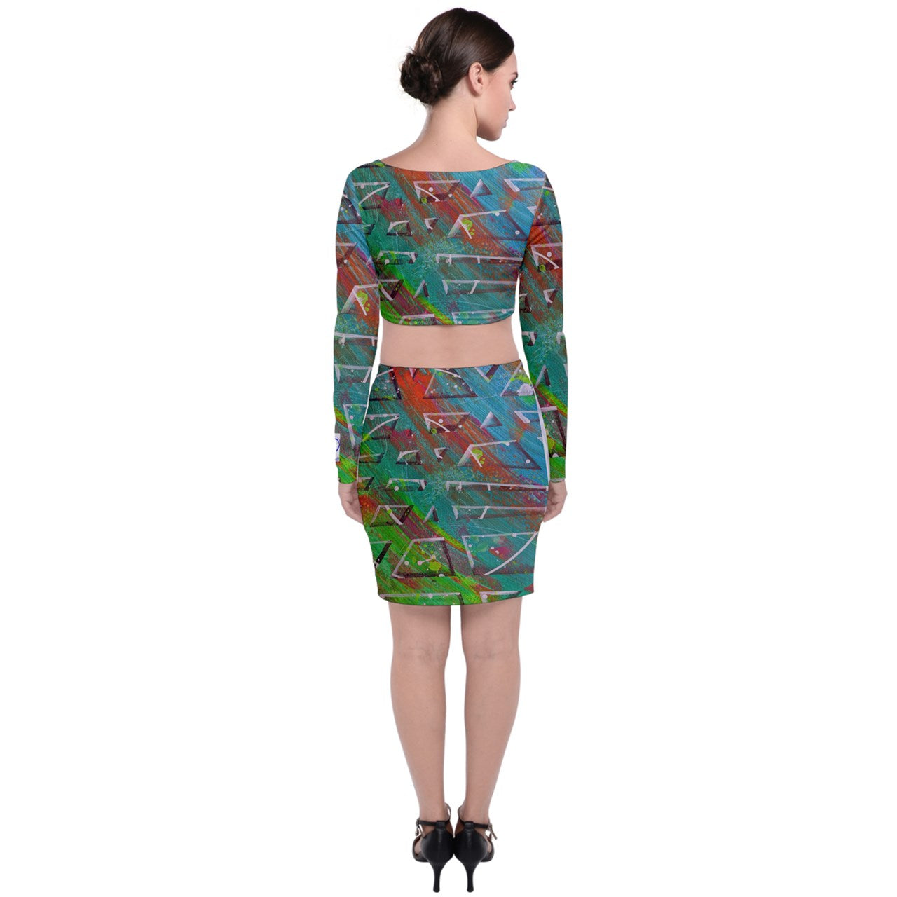 Gavin Scott Long Sleeved Crop Top and Matching Bodycon Skirt Set (Femme XS-3XL)