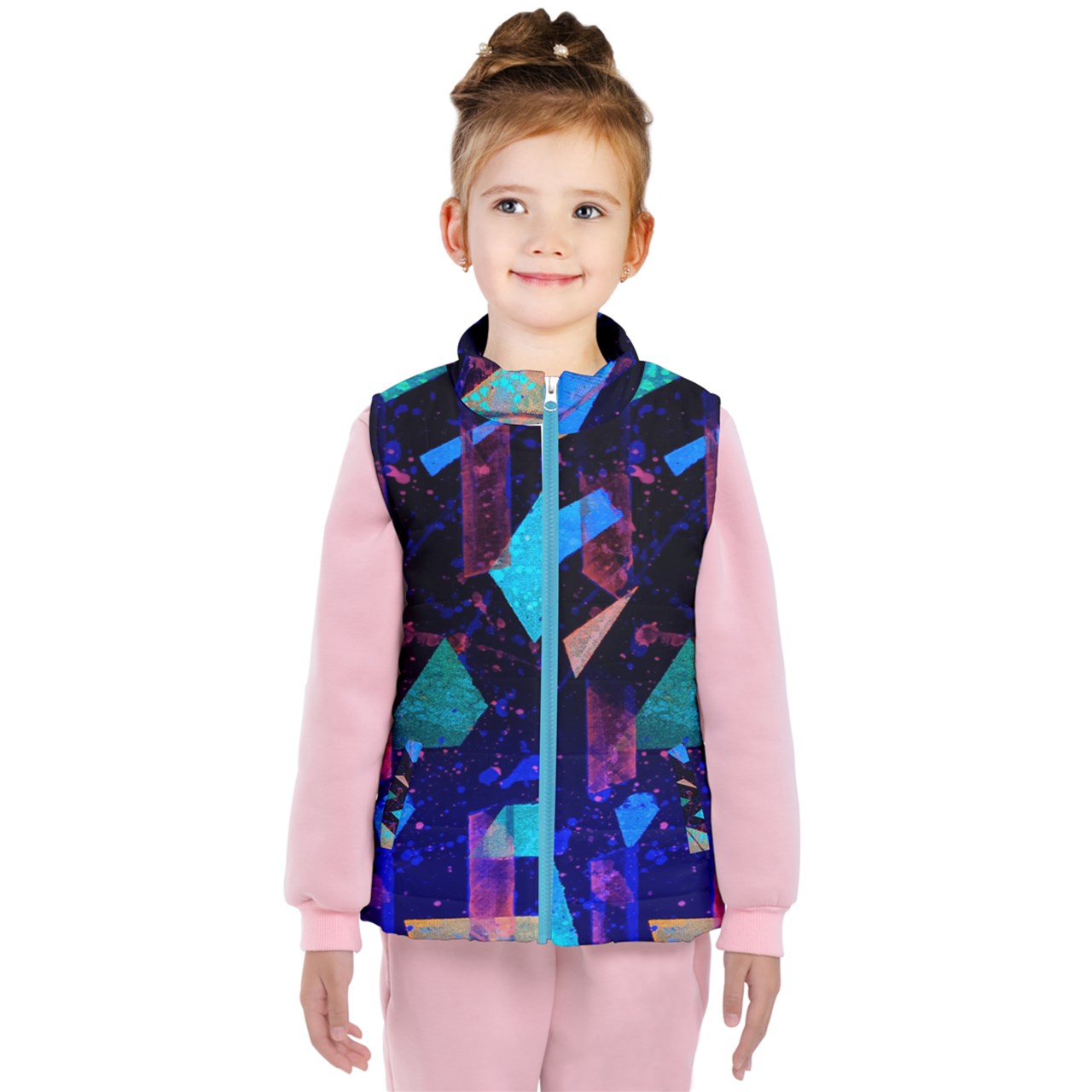 Gavin Scott Puffer Vest w/White Lining & Light Blue Zipper (Youth/Petite Genderless 2-16)