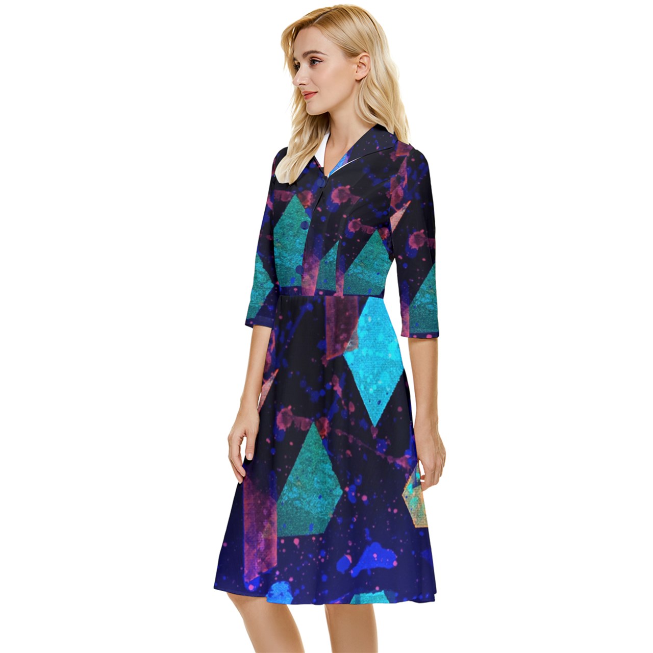 Gavin Scott Button Top Knee Length Dress (Femme XS-5XL)