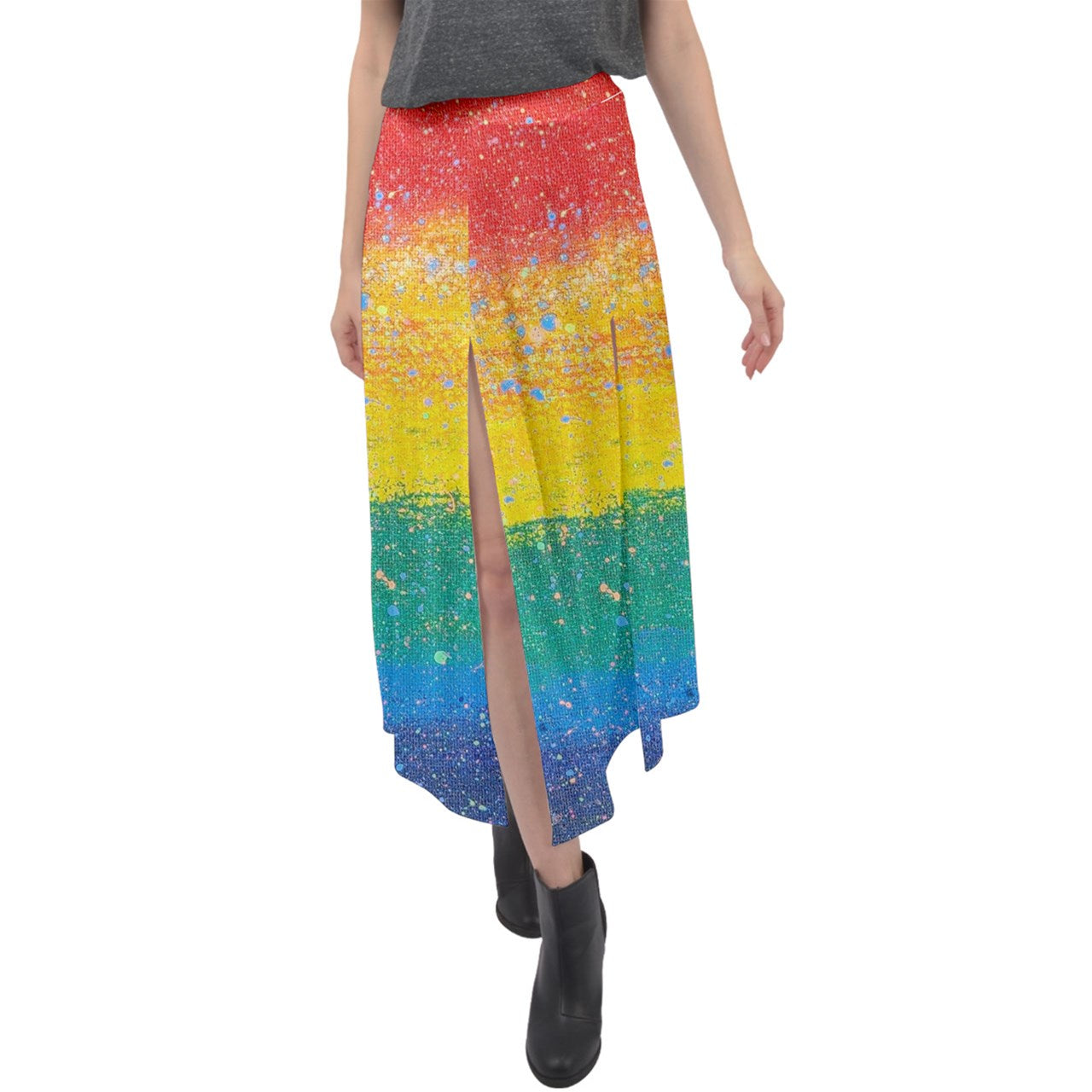 Gavin Scott PRIDE Velour Split Panel Skirt (Femme XS-3XL)