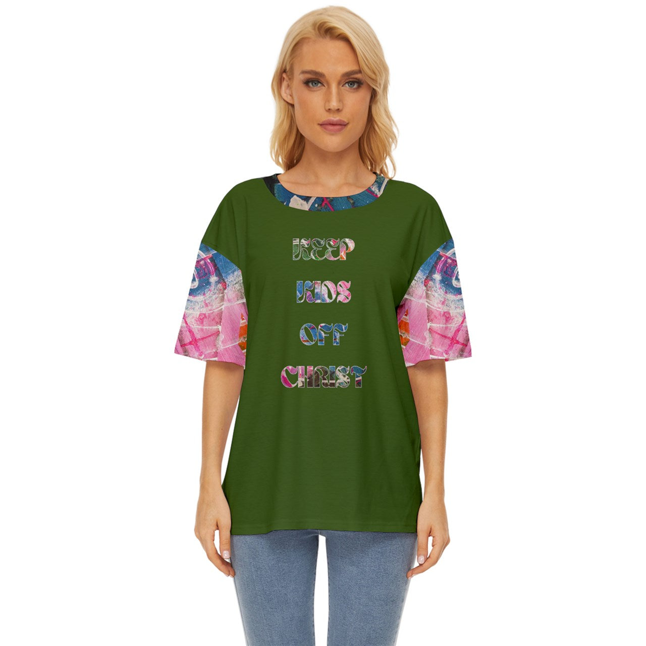 Gavin Scott KEEP KIDS OFF CHRIST Oversized Tee (Femme XS-5XL)