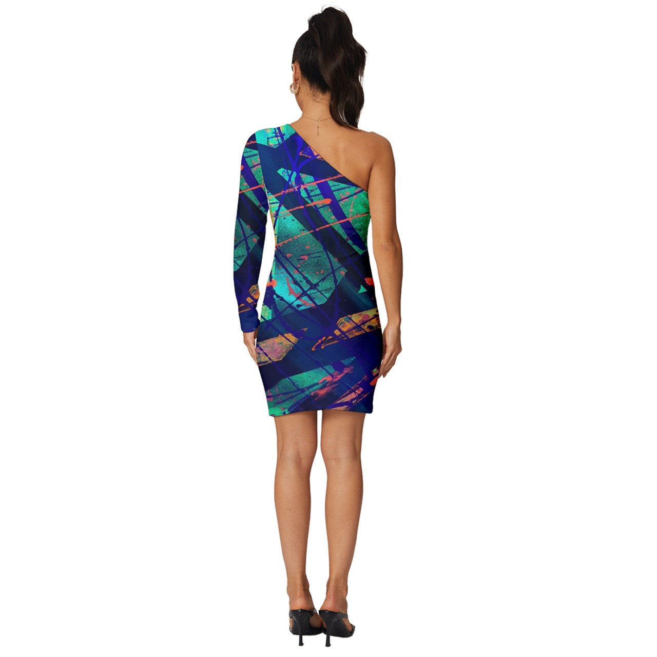 Gavin Scott Long Sleeve One Shoulder Mini Dress (Masc XS-5XL)