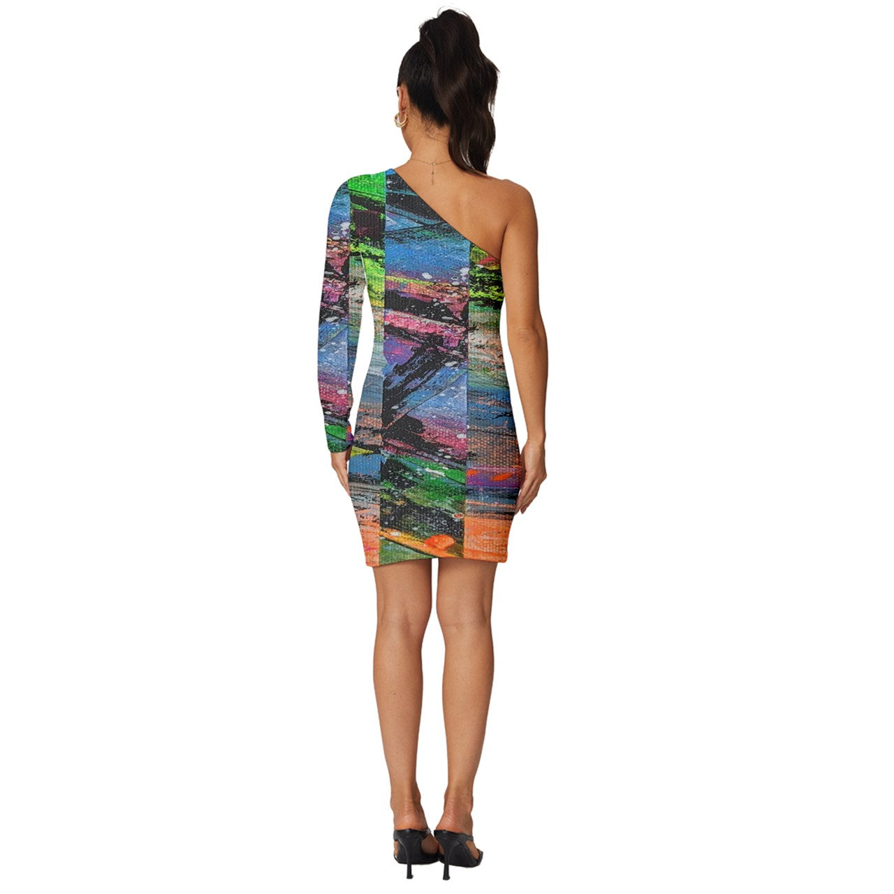 Gavin Scott Long Sleeve One Shoulder Mini Dress (Masc XS-5XL)