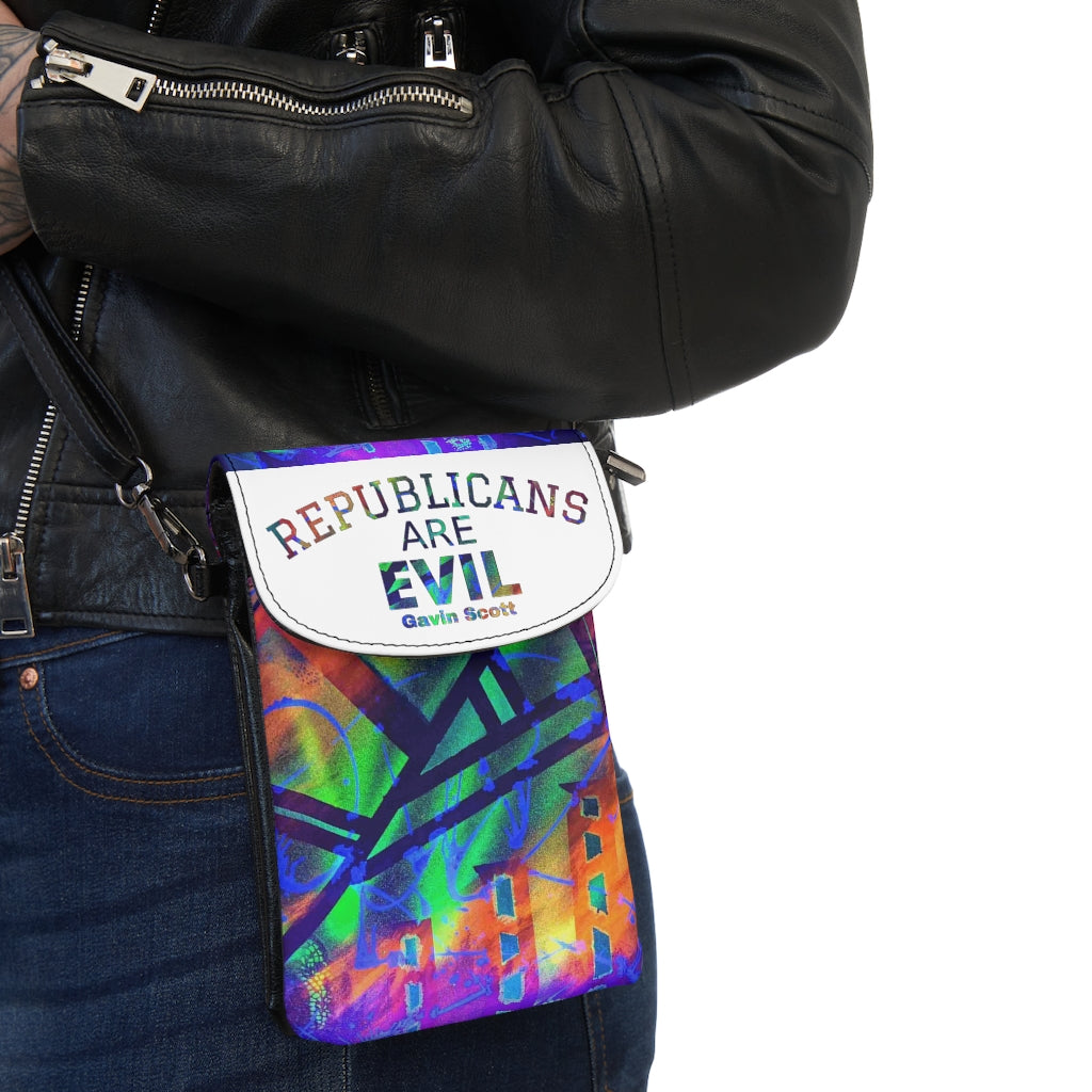 Gavin Scott REPUBLICANS ARE EVIL Crossbody Phone Wallet