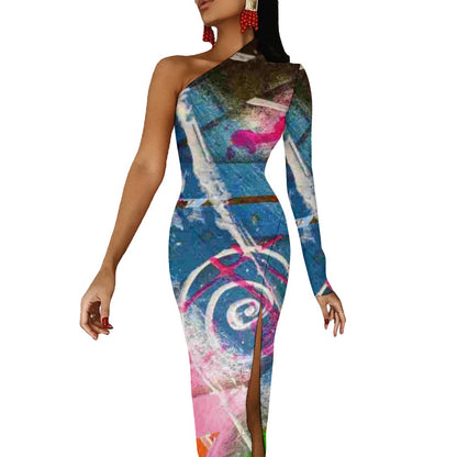 Gavin Scott Half Sleeve Slit Dress (Femme XS-L)