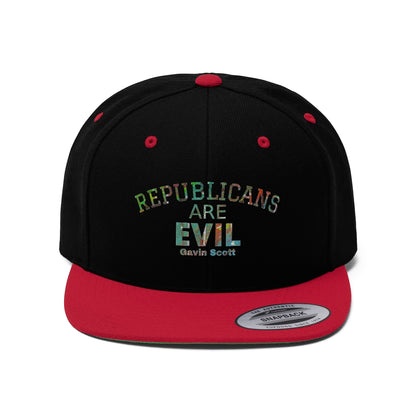 Gavin Scott REPUBLICANS ARE EVIL Flat Bill Hat