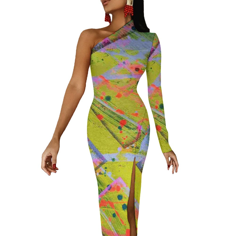 Gavin Scott Half Sleeve Slit Dress (Femme XS-L)