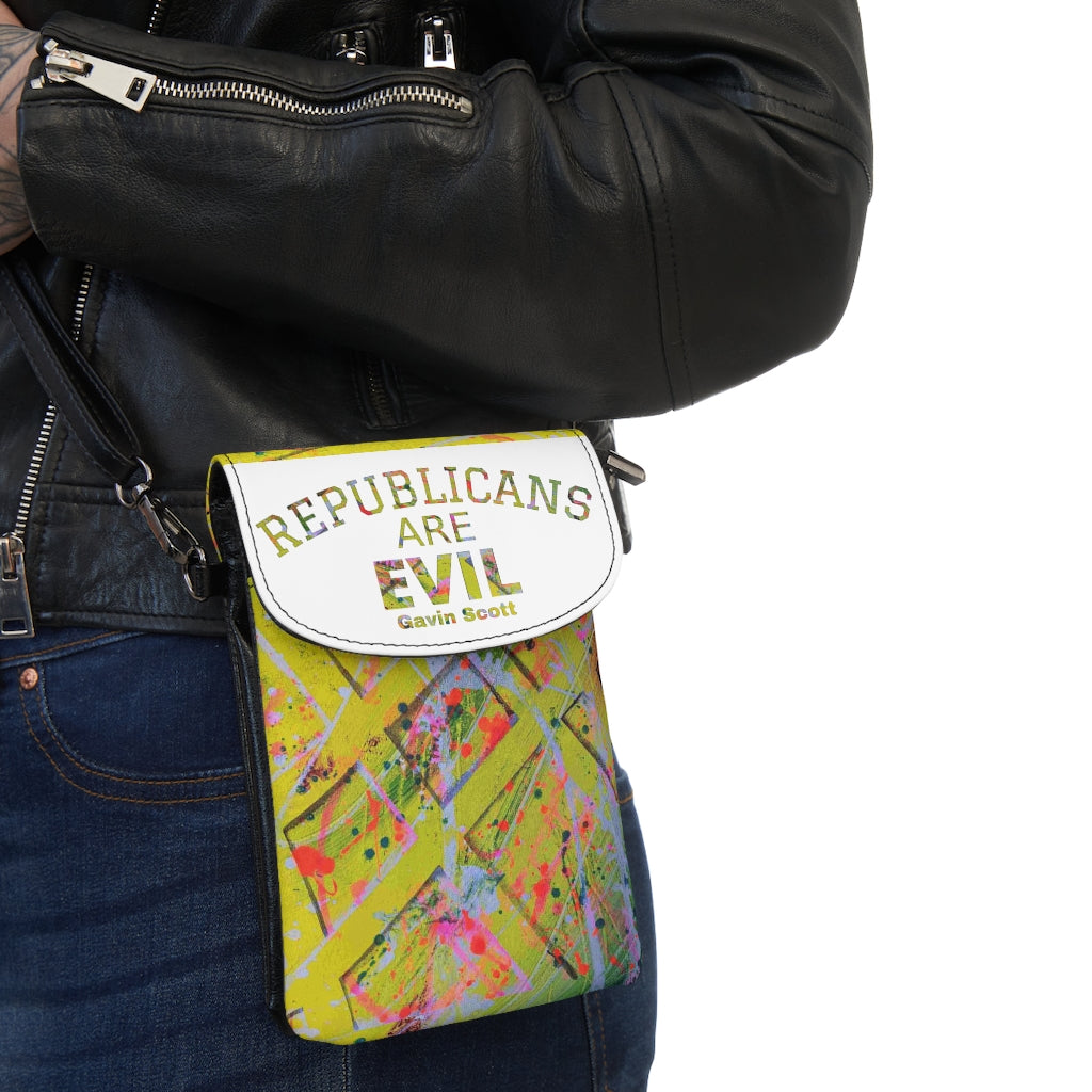 Gavin Scott REPUBLICANS ARE EVIL Crossbody Phone Wallet