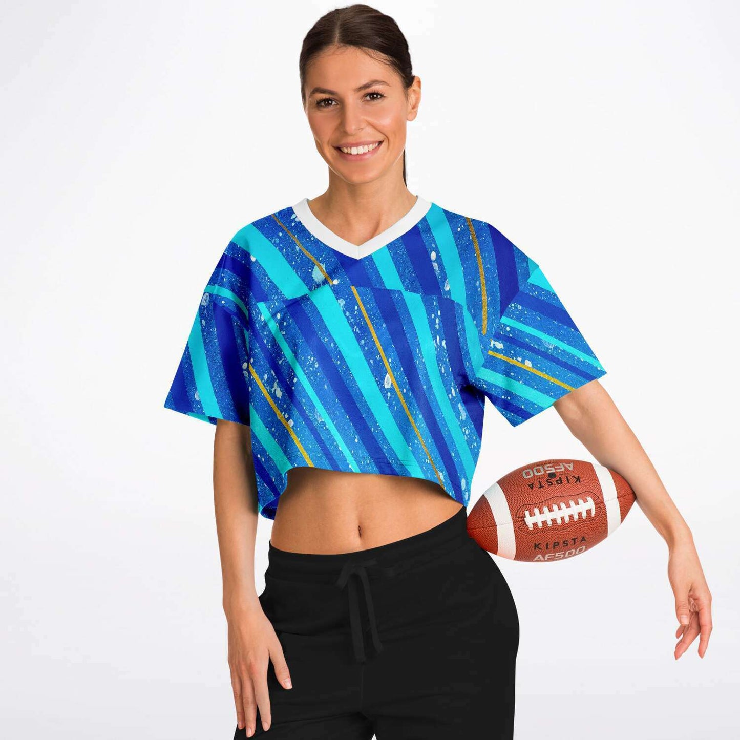 Gavin Scott Cropped Football Jersey w/White Collar (Femme XS-XL)