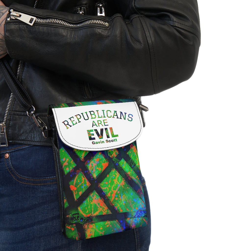 Gavin Scott REPUBLICANS ARE EVIL Crossbody Phone Wallet