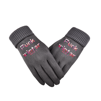 Gavin Scott UNCENSORED Genderless FU*K WINTER Suede Gloves w/ Screen Friendly Fingertips (5 Colors)
