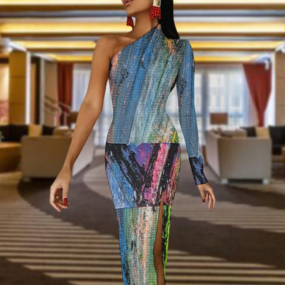 Gavin Scott Half Sleeve Slit Dress (Femme XS-L)